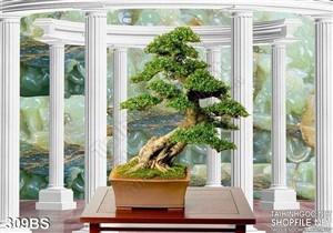 Tranh bonsai wall in gạch ấn tượng