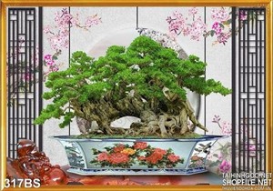 Tranh bonsai gốc lớn nghệ thuật nhật bản