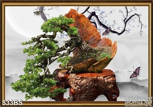Chậu bonsai nghệ thuật ấn tượng psd in gạch