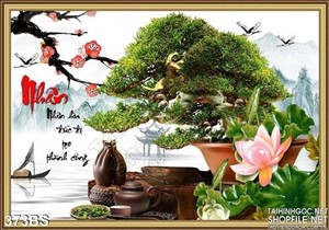 Chậu bonsai giả ngọc và con thuyền nhỏ