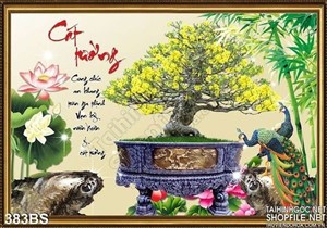 Chậu bonsai in gạch hoa mai 3d cát tường