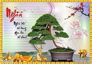 Chậu bonsai lụa 3d đẹp ấn tượng