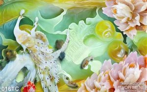 Tranh chim công hoa giả ngọc đẹp 3d in uv