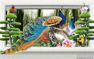 Tranh chim công trong khu rừng già in wall decor