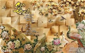 Tranh chim công 3d giả ngọc chữ thư pháp gia đình