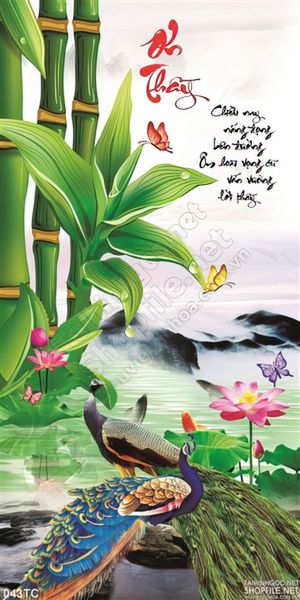 Tranh chim công nhớ ơn thầy và cây sống đời đẹp