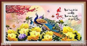 Tranh chim công và hoa mẫu đơn vàng nhớ ơn thầy psd