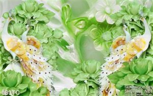 Tranh chim công giả ngọc màu xanh đẹp