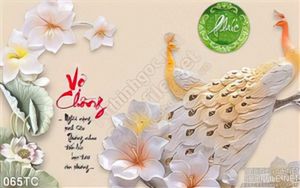 Tranh chim công vợ chồng phù điều đặc sắc ấn tượng in 3d