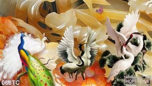 Tranh chim công và hoa mẫu đơn giả ngọc 3d in uv