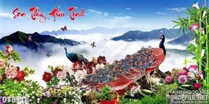Tranh chim công sơn thủy hữu tình 3d wall