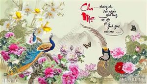 Tranh chim công và chú chim nhảy nhót 3d đẹp