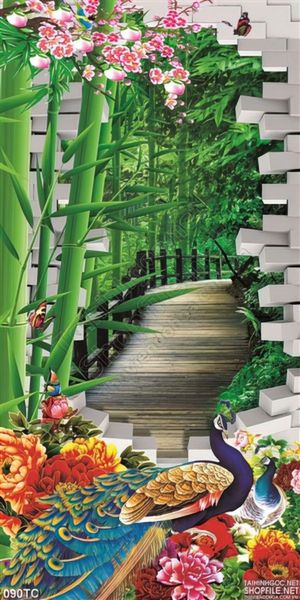 Tranh chim công và con đường mòn 3d