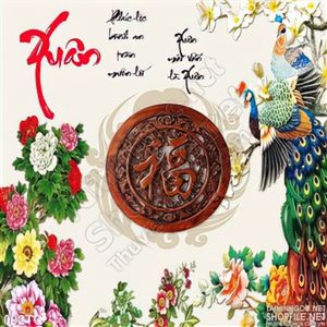 Tranh chim công mùa xuân đẹp