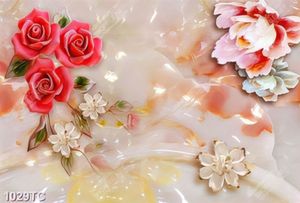 Tranh giả ngọc hoa hồng và hoa mẫu đơn