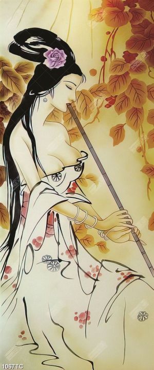 Tranh thiếu nữ thổi sáo trúc