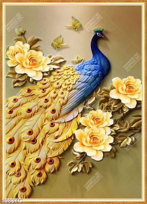 Tranh 3D chim công in chất lượng cao