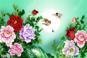 Tranh mẫu đơn in kính chất lượng cao
