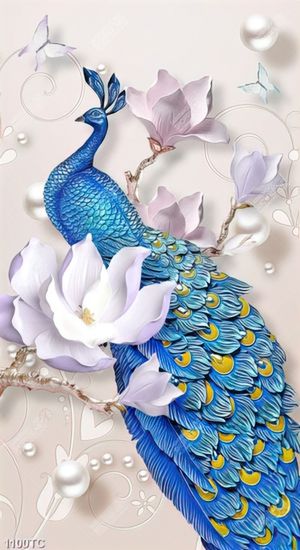 Tranh lụa 3D chim công
