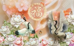 Tranh chim Hạc nền gỉa ngọc