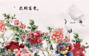 Tranh hoa mẫu đơn và chim Hạc