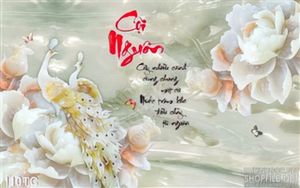Tranh chim công cội nguồn giả ngọc 3d
