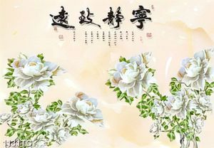 Tranh thư pháp hoa mẫu đơn