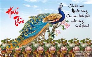 Tranh chim công hiếu thảo  và bầu trời 3d