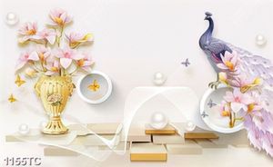 Tranh lụa 3D chim công
