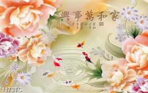 Tranh giả ngọc cá chép hoa mẫu đơn