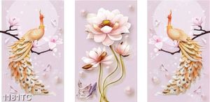 Tranh lụa 3D chim công