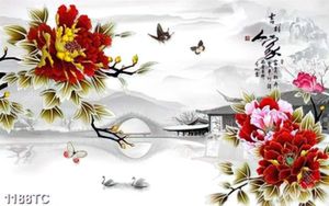 Tranh hoa mẫu đơn nền tranh phong thủy đẹp