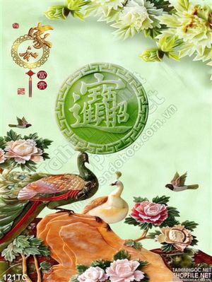 Tranh chim công wall 3d giả ngọc