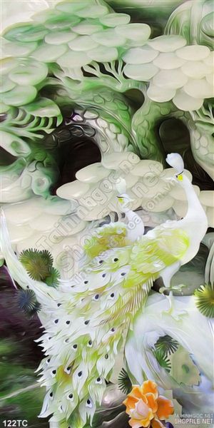 Tranh chim công cây giả ngọc 3d