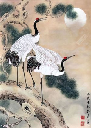 Tranh chim Hạc im canvas đẹp