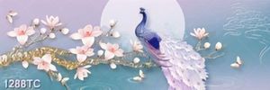 Tranh lụa 3D chim công và hoa mộc lan