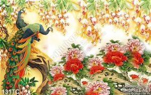 Tranh chim công và hoa mẫu đơn