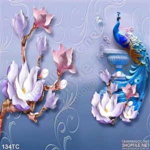 Tranh chim công phù điêu ấn tượng in uv
