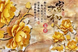 Tranh hoa mẫu đơn nền 3D