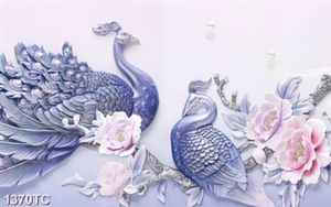 Tranh lụa 3D chim công và mẫu đơn