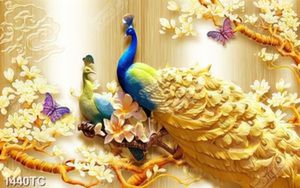 Tranh chim công và hoa mộc lan đẹp
