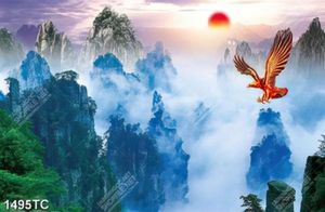 Tranh phong cảnh núi và chim đại bàng