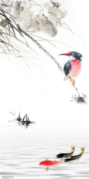 Tranh cá chép và thuyền
