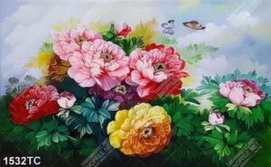 Tranh sơn dầu hoa mẫu đơn đẹp