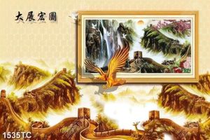 Tranh 3D đại bàng và vạn lý trường thành