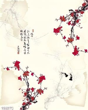 Tranh thư pháp hoa đào