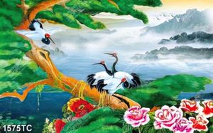 Tranh sơn dầu chim Hạc và hoa mẫu đơn