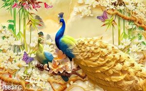 Tranh chim công và hoa mộc lan