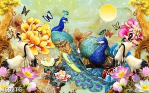 Tranh đôi Hạc và đôi công nền giả ngọc