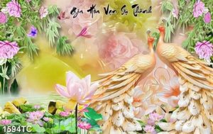 Tranh đôi công nền hoa hồng giả ngọc in gạch đẹp